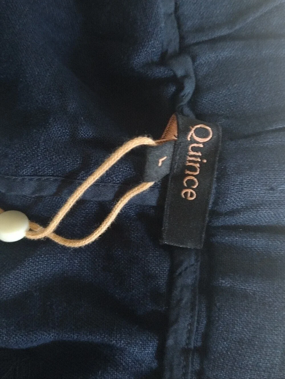 Quince Navy Blue Cropped Linen Pull On Pants Euro Summer Coastal Classic size L